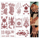 FUNTATTOO brown henna tattoo sheets packaging showing the 10 sheet set for quick party prep