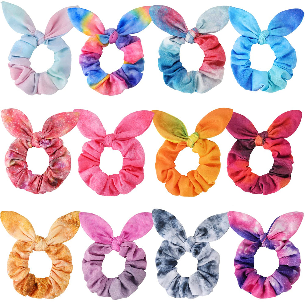 Funtopia bow scrunchies 12-pcs set in gradient colors provide versatile hold for everyday looks.