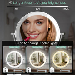 FUNTOUCH 3 color lighting options show makeup in daylight, warm evening, and office lighting.