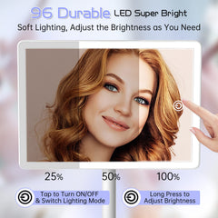 Funtouch detachable 10x magnifying mirror helps inspect eyelash and eyeliner precision.