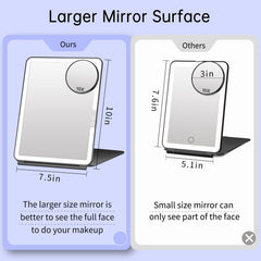 FUNTOUCH folding travel mirror 10x7.5 inch large surface for full-face view
