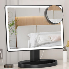 FUNTOUCH large lighted makeup mirror front view with bright, even illumination