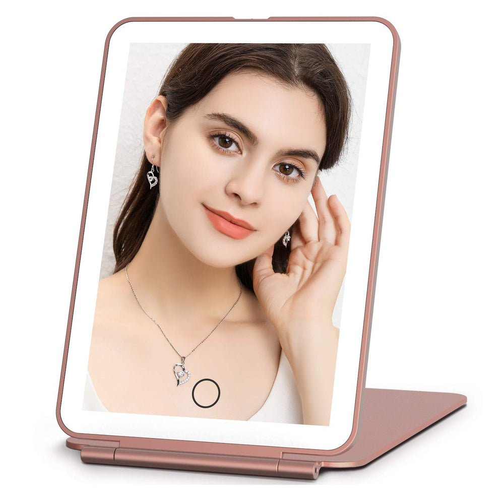 FUNTOUCH rechargeable travel mirror with 72 LEDs for precise makeup under even lighting