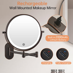 FUNTOUCH mirror featuring 360-degree rotation for versatile grooming angles.