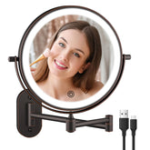 FUNTOUCH 8-inch mirror with 1X/10X magnification for precise makeup.