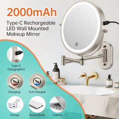 FUNTOUCH double-sided 1X/10X mirror close-up for precise makeup application