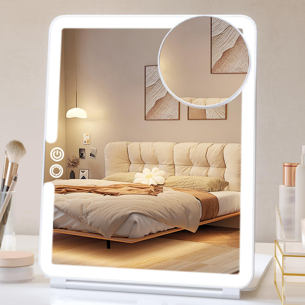 FUNTOUCH travel mirror with warm-cool lighting shows accurate makeup colors on the go.