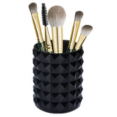Funtygy acrylic makeup brush holder round top view for easy brush access and neat vanity