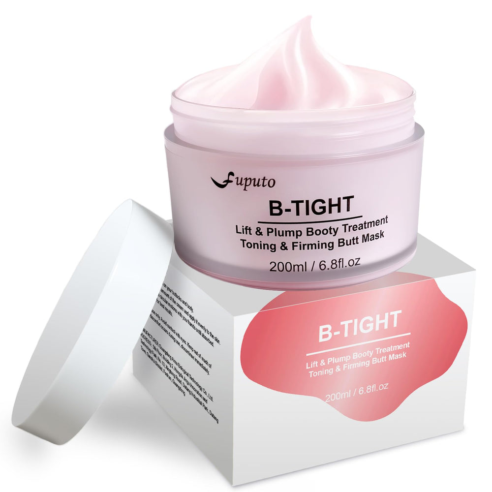 Fuputo B-TIGHT bottle-front view for a quick daily butt skincare routine.