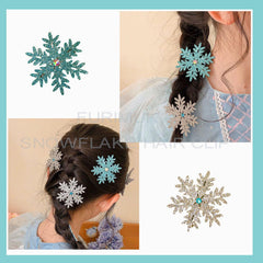 Furimuk silver glitter snowflake barrette for elegant everyday wear.