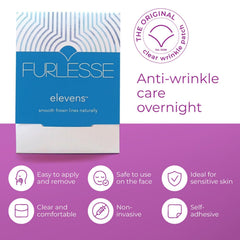 Furlesse Elevens wrinkle patches on face demonstrating discreet overnight brow smoothing.
