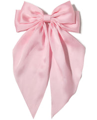 Furling Pompoms hair bow clip big pink satin for elegant updos and thick hair