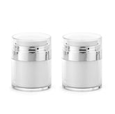 Furnido airless-pump-jar-1oz-white keeps moisturizer vacuum-sealed for freshness.