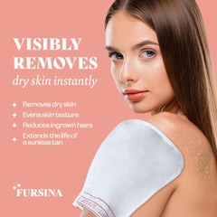 FURSINA exfoliating glove texture close-up illustrating natural exfoliation without chemical peels.