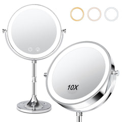 Fursourige vanity mirror with lights shows a stable, round design for makeup application.