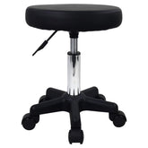 FURWOO round stool side view shows adjustable height for comfortable spa seating.