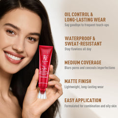 FV foundation oil-control shine image shows matte look suitable for oily skin