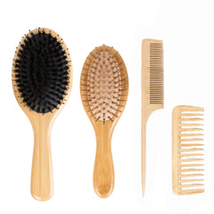 Fving bamboo hair brush set standard brush with boar bristles for shine