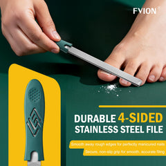 FVION ergonomic-handle senior-use close-up emphasizes comfortable grip during nail care.