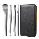 FVION professional pedicure knife-set 4pcs blades laid out for precise toenail grooming