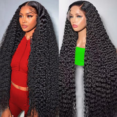 Fvocani deep wave lace front wig showcases flowing curls for everyday versatile styling.