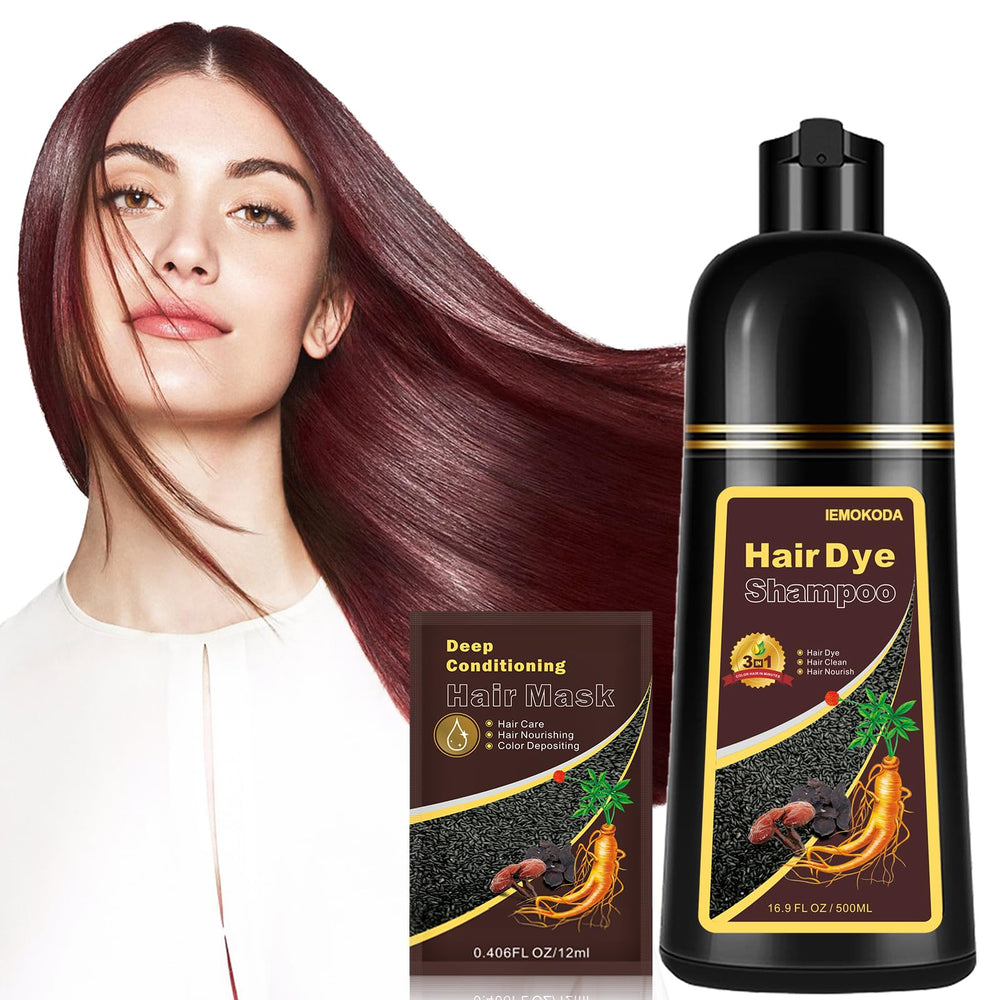 Fvquhvo Cherry Brown Hair Dye Shampoo application demonstrates quick at-home color results.