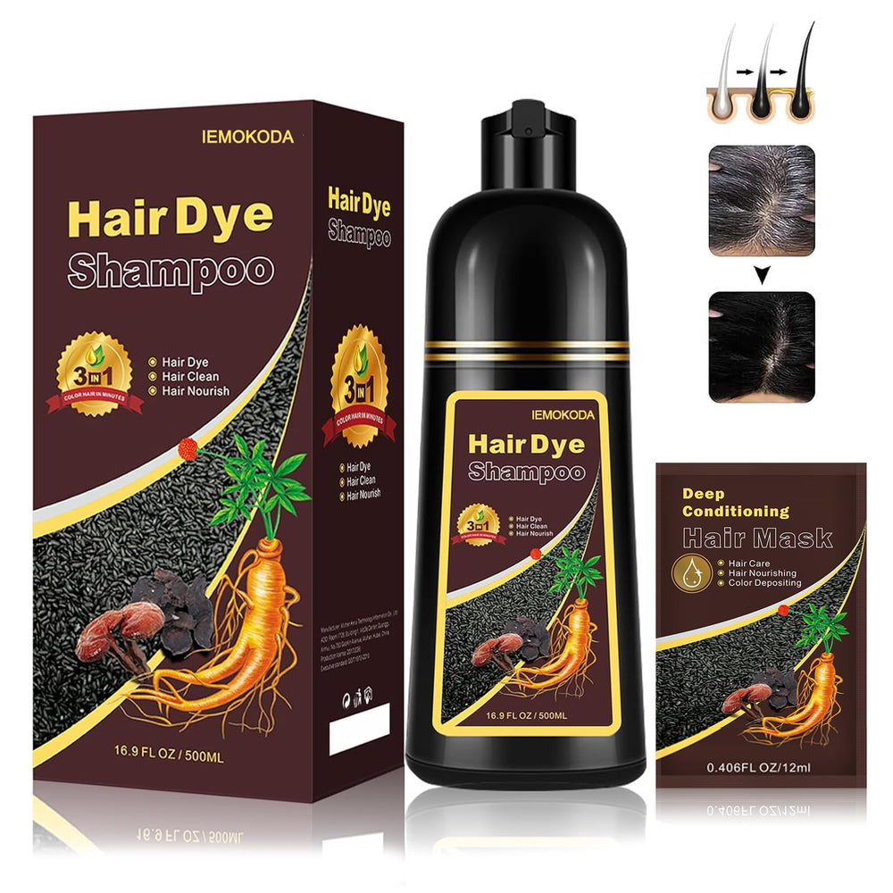 Fvquhvo Instant Black Hair Shampoo packaging shows at-home gray coverage.
