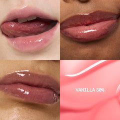 Fwee 3D Voluming Gloss Vanilla 70% rich swatch delivers bold color with high shine
