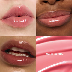 Fwee 3D Voluming Gloss Vanilla 70% rich applicator image showing precise, flutter-free lip application.