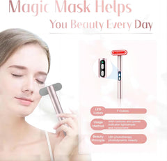 Fxtiaa red light therapy face device in-use application on cheek for quick treatment.
