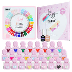 FZANEST 30-piece packaging with HEMA-free gel polishes and candy hearts