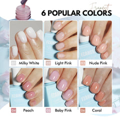 FZANEST HEMA-free base gel nude pink swatches show versatile color options for daily looks.