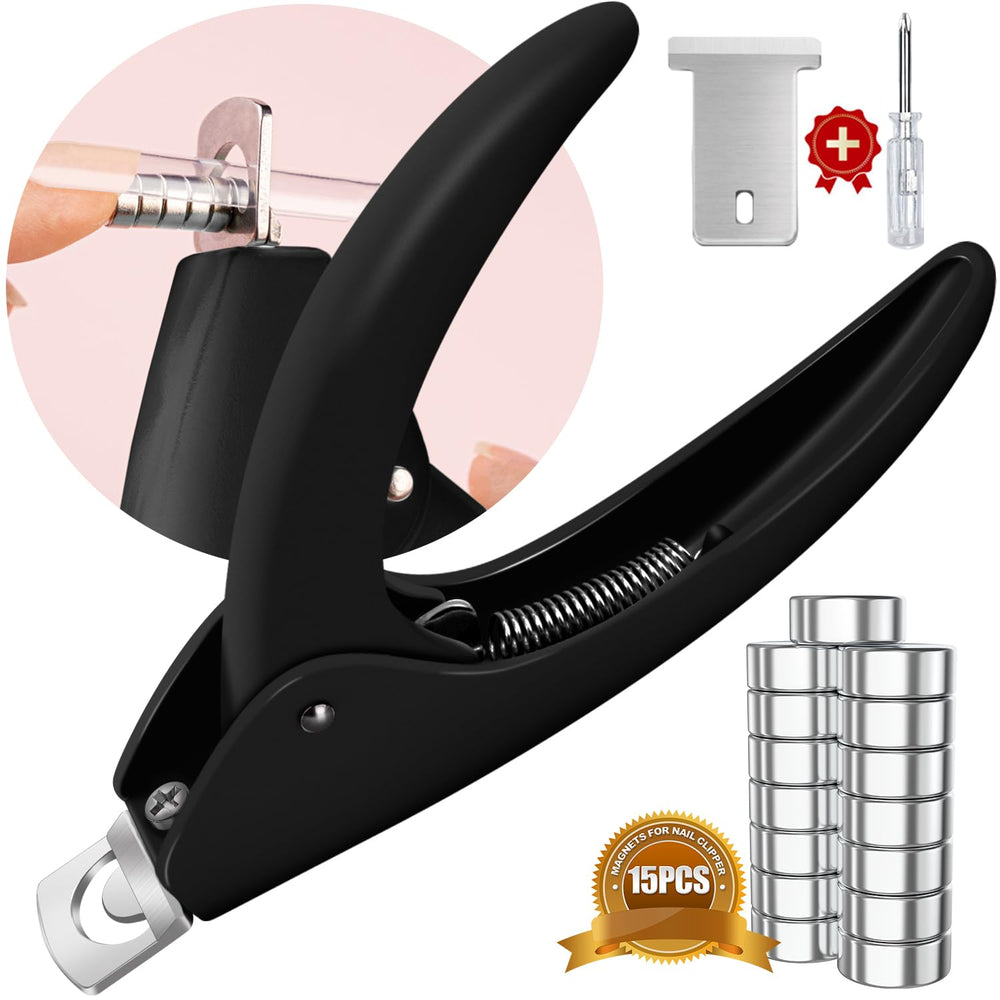GA&EN black adjustable nail clipper with magnets and sizers for precise tip lengths
