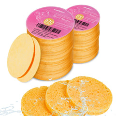 Gainwell compressed facial sponges in a drawstring bag for travel cleansing