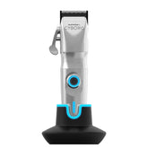 Gamma+ Cyborg clipper metal body close-up highlighting rugged build for reliable professional cuts.