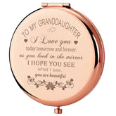 GAOLZIUY granddaughter makeup compact mirror engraving, a heartfelt keepsake for her.
