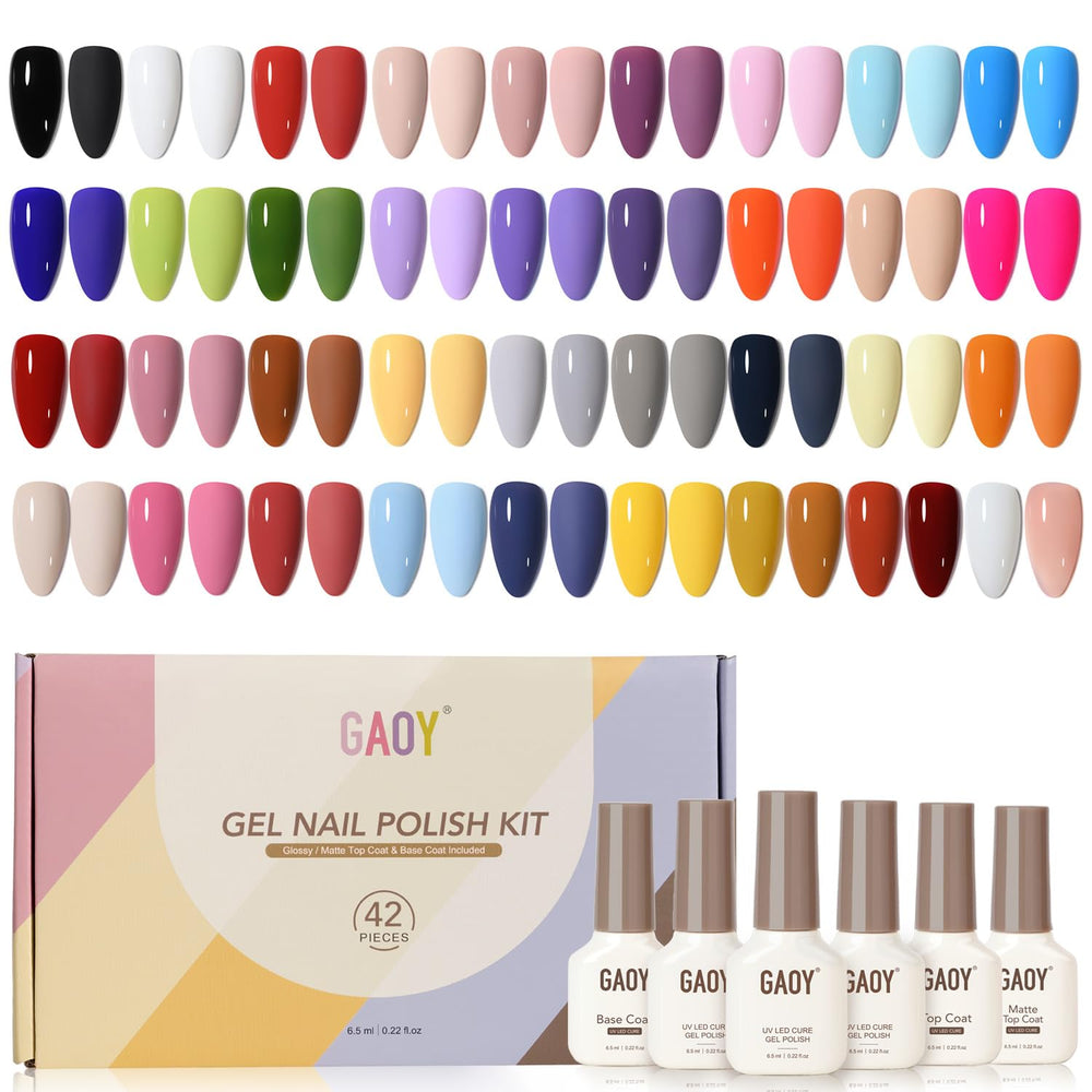 GAOY 42 Pcs Gel Nail Polish Kit color assortment for versatile at home manicures.
