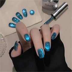 GAOY Blue Bubble Cat Eye polish jar showing ocean shimmer for DIY nails