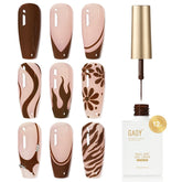 GAOY Brown Swirl gel nail polish bottle closeup with rich color and smooth finish