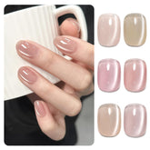GAOY cat eye gel nail polish set with pink brown glitter for salon-grade sparkle