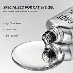 GAOY cat-eye gel top coat being applied for enhanced depth and gloss