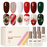 GAOY Christmas red gel nail polish set packaging presents a festive at-home manicure kit