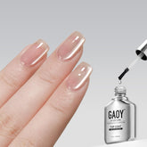 GAOY crystal-clear top coat bottle closeup for mirror-like cat-eye shine