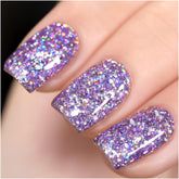GAOY Lavender Fields glitter gel polish bottle delivers diamond sparkle for party-ready nails.