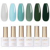 GAOY gel polish set dark forest green swatch for a long-lasting glossy manicure