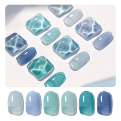 GAOY Jelly Blue gel nail polish set bottles display six colors for versatile at-home manicures.