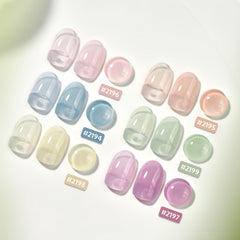 GAOY jelly-green color swatches display sheer to opaque options