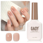 GAOY Jelly Nude bottle closeup shows translucent nude gel polish for at-home manicures.