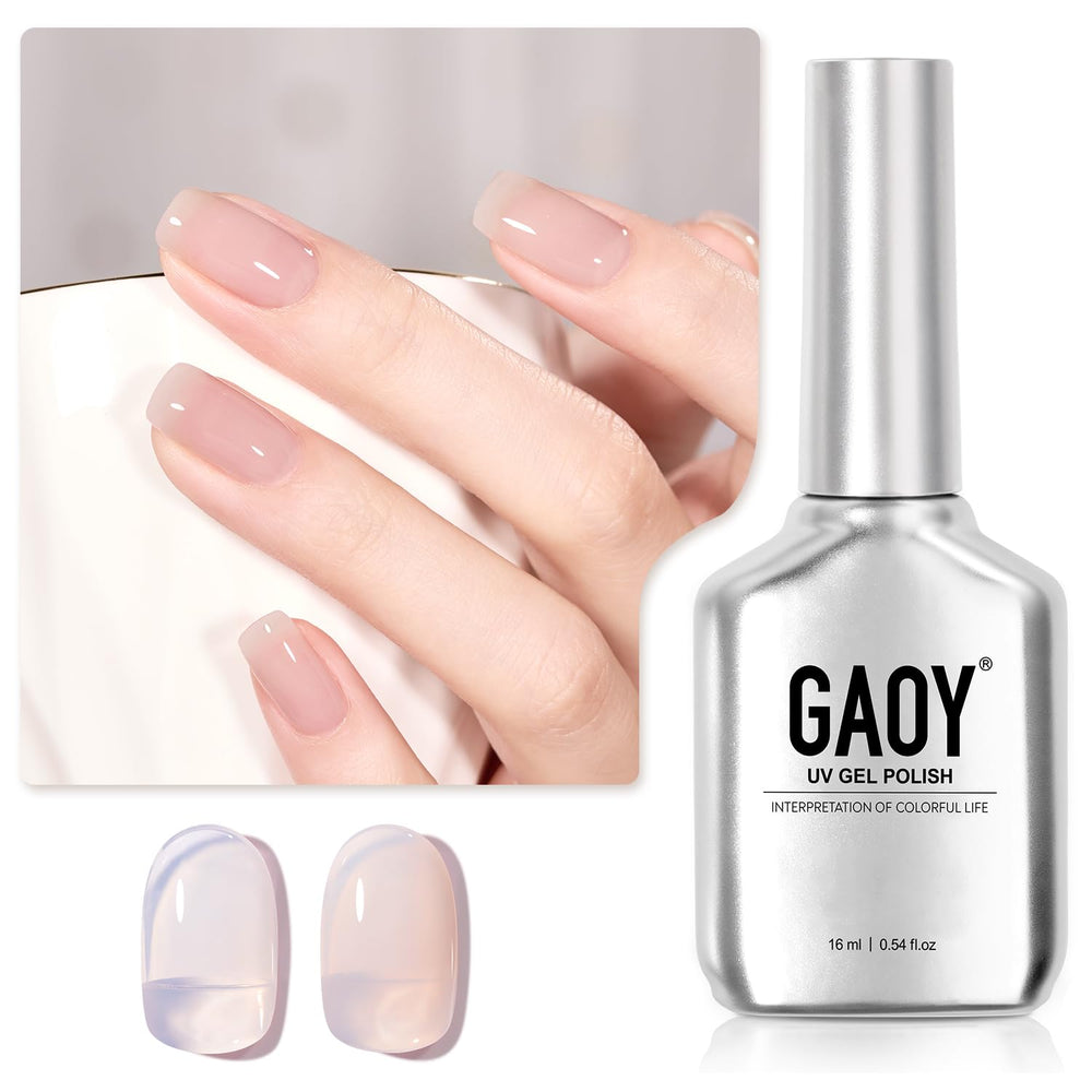GAOY Jelly Nude polish bottle shows versatile sheer shade for at-home nail art.