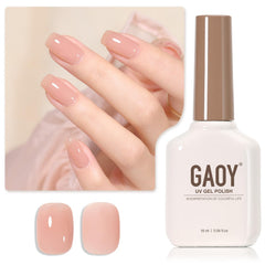 GAOY Jelly Nude gel nail polish bottle showing sheer peach tint for customizable DIY manicures.
